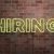 HIRING – fluorescent Neon tube Sign on brickwork